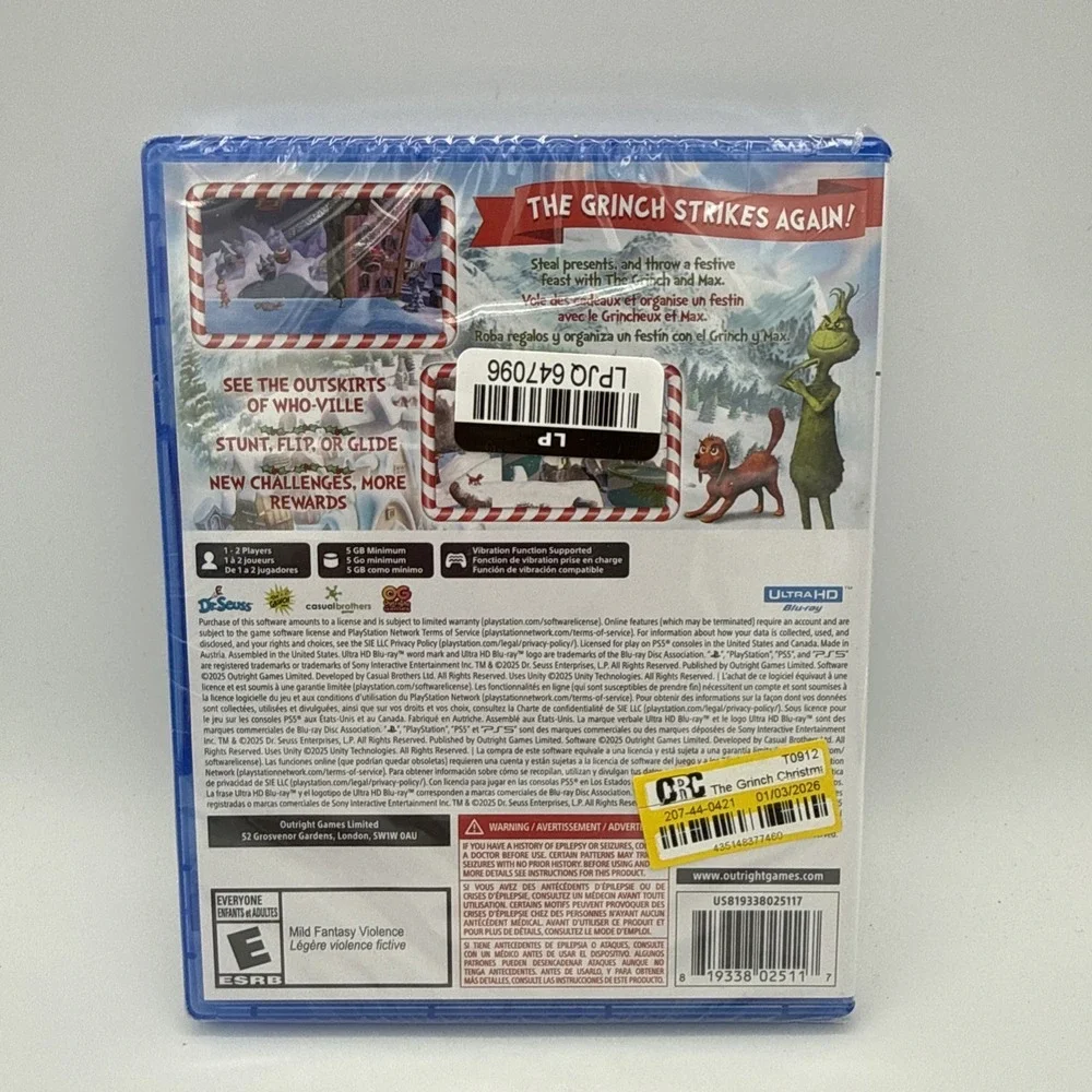Sony Playstation 5 PS5 The Grinch‎ Christmas Adventures Merry & Mischievous NEW